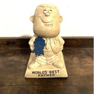 Vintage World's Best Father Figure Paperweight - Collectible Plaque